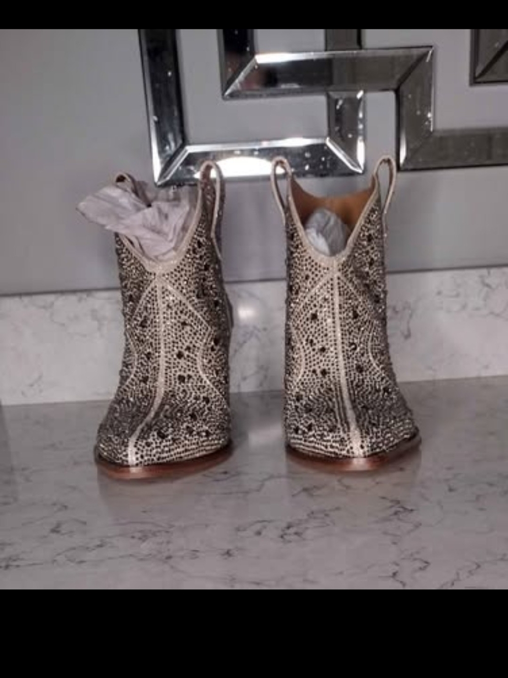 NIB JESSICA SIMPSON Size 9 1/2 Zadie 2 Champagne Glitter Gabor Ankle Boots NEW